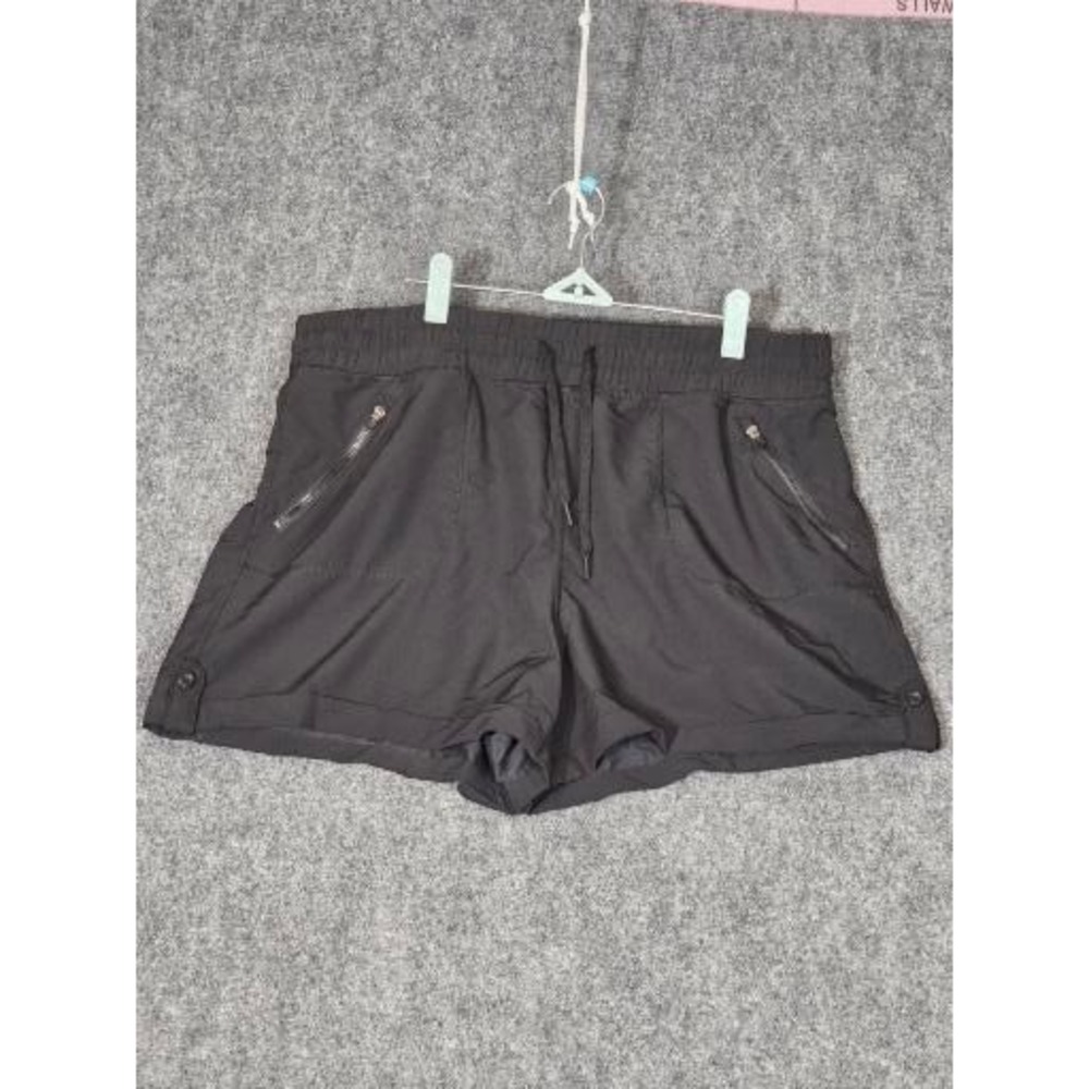 Tangerine Womens XXL Black Active Shorts Elastic Drawstring Zipper Pocket Hiking
